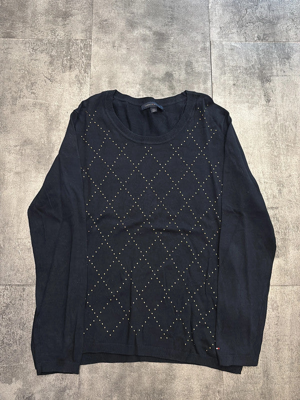 🛒Pull Tommy Hilfiger Noir avec Détails Dorés Taille L🛒