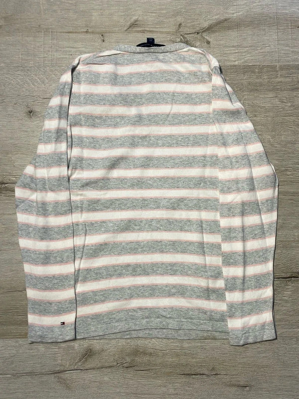 đź›’Pull Tommy Hilfiger rayures roses et grises Lđź›’
