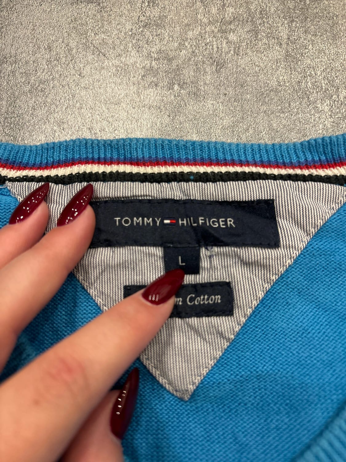 đź›’Pull Tommy Hilfiger Bleu Turquoise Taille Lđź›’