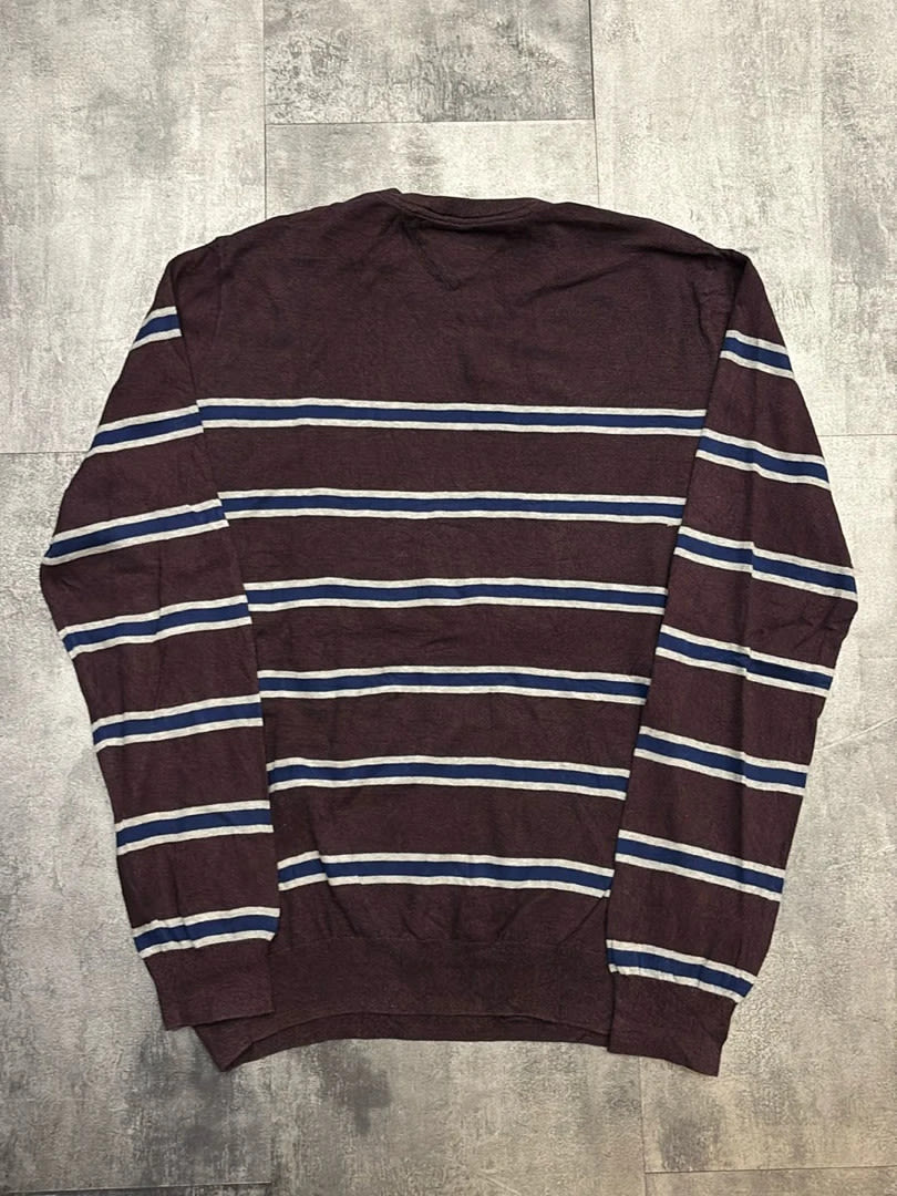 đź›’Pull Tommy Hilfiger XXL rayures marrons et bleuesđź›’