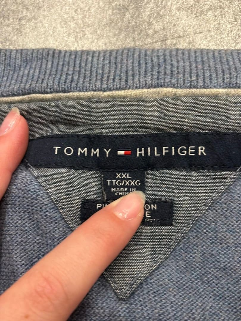 🛒Pull Tommy Hilfiger Bleu Délavé Taille XXL🛒