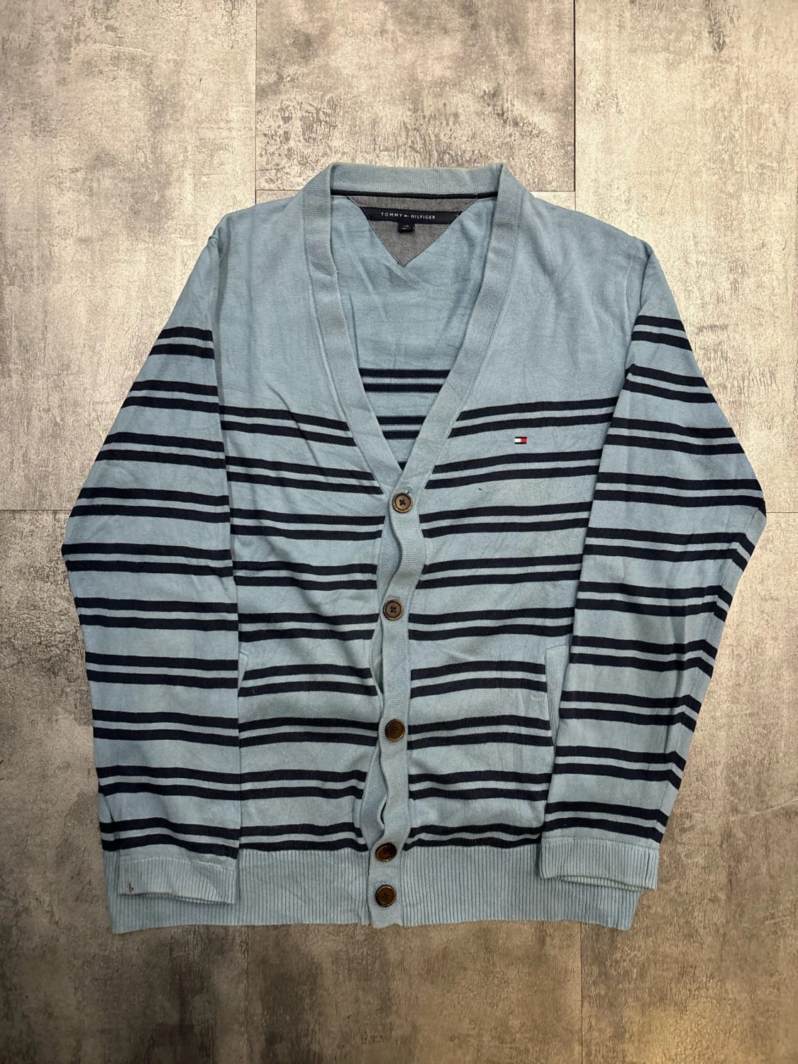 🛒Gilet Tommy Hilfiger Bleu Ciel Rayé Taille L🛒