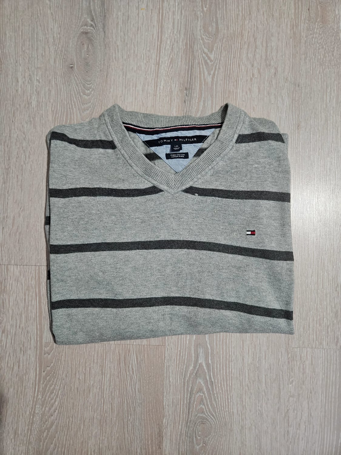 🛒Pull Tommy Hilfiger Gris Rayé L🛒