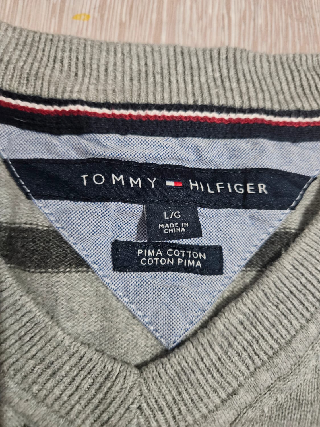 🛒Pull Tommy Hilfiger Gris Rayé L🛒
