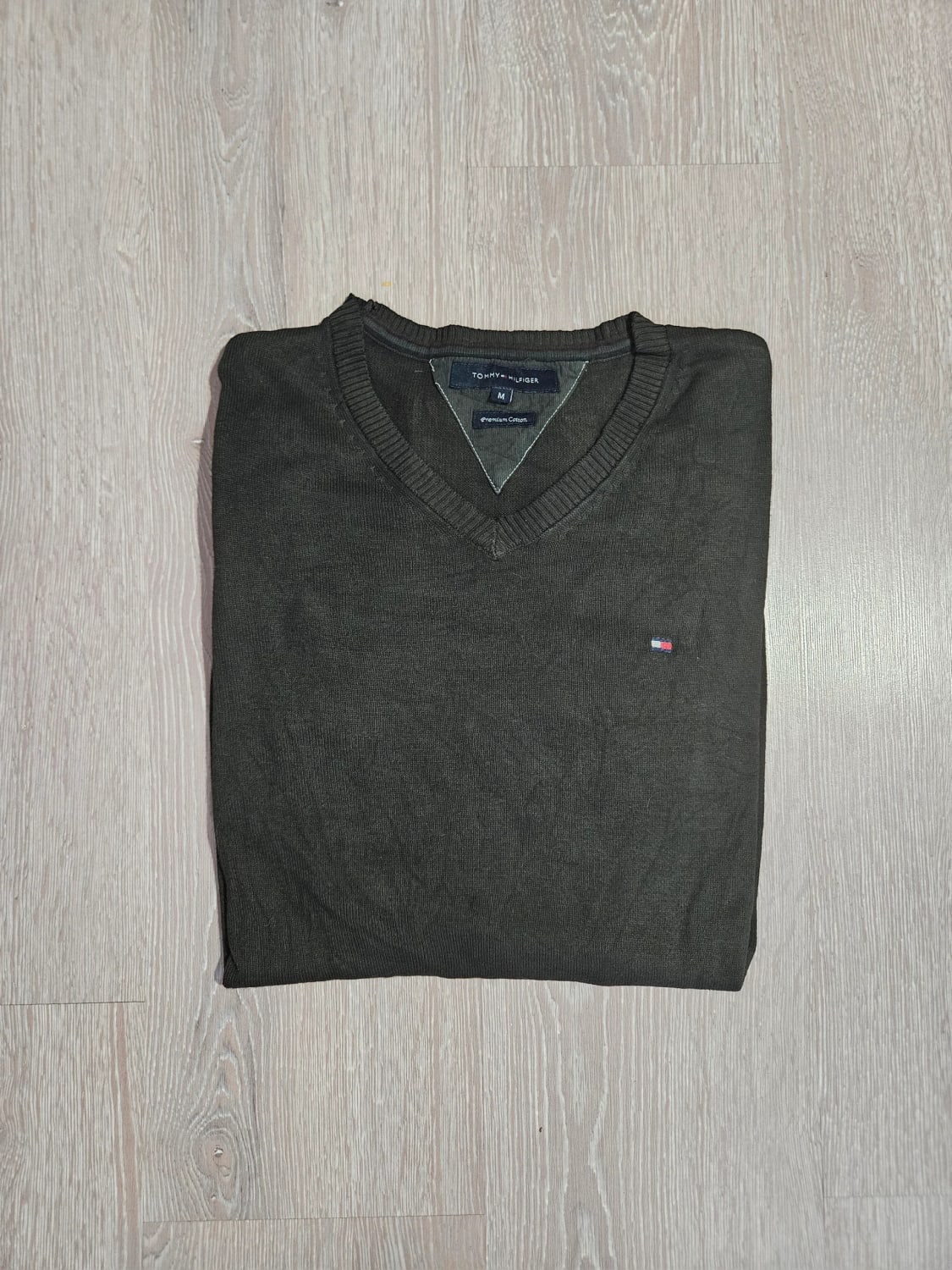 🛒Pull Tommy Hilfiger Taille M Kaki Foncé V-Neck🛒