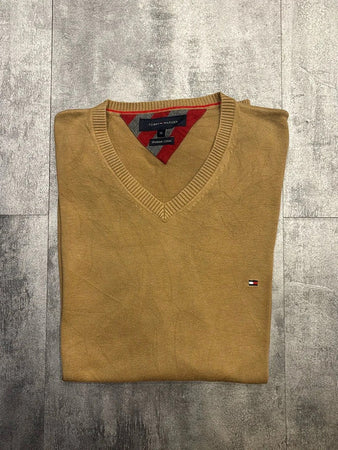 🛒Pull Tommy Hilfiger XL Col V Couleur Camel🛒