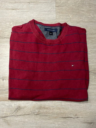 🛒Pull Tommy Hilfiger Rouge Rayé Taille L🛒