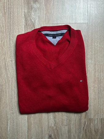🛒Pull Tommy Hilfiger XL Rouge V-neck🛒