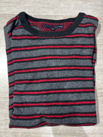 🛒Pull Tommy Hilfiger XL rayures rouge et gris🛒