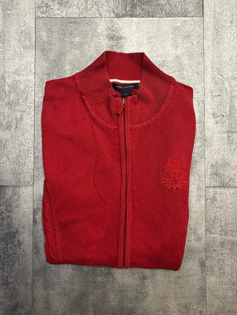 🛒Pull zippé rouge Tommy Hilfiger L🛒
