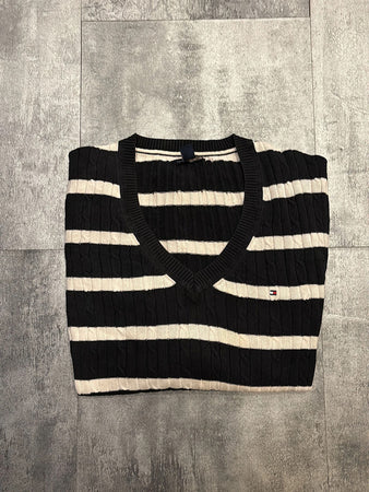 🛒Pull Tommy Hilfiger Rayé Noir et Blanc Taille L🛒
