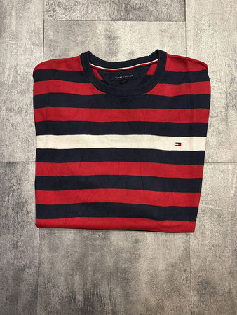 🛒Pull Tommy Hilfiger Rayé Rouge/Bleu Marine Taille L🛒