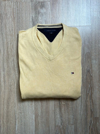 🛒Pull Tommy Hilfiger Jaune Col V Taille L🛒