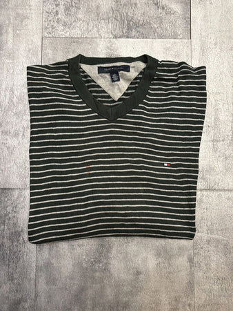 🛒Pull Tommy Hilfiger rayures vertes et blanches - Taille L🛒