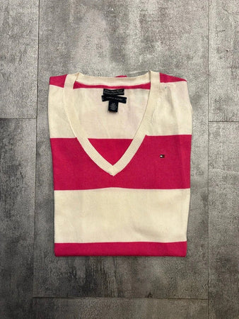 🛒Pull Tommy Hilfiger Rose et Blanc Taille S🛒