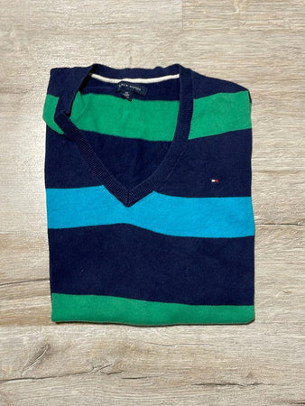 🛒Pull Tommy Hilfiger XS rayures bleues et vertes🛒