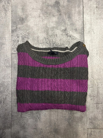 🛒Pull Tommy Hilfiger rayé violet et gris foncé - Taille L🛒