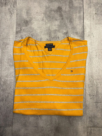 🛒Pull rayé jaune et gris Tommy Hilfiger M🛒