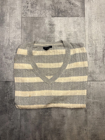 🛒Pull Tommy Hilfiger rayures grises et blanches L🛒