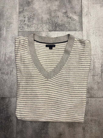 🛒Pull Tommy Hilfiger rayures grises et blanches L🛒