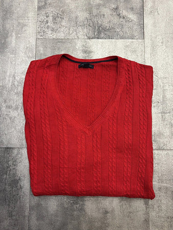 🛒Pull Tommy Hilfiger XL Rouge vif torsadé col V🛒