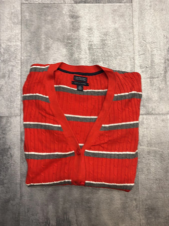 🛒Cardigan Tommy Hilfiger Rouge et Gris chiné S🛒