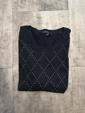 🛒Pull Tommy Hilfiger Noir avec Détails Dorés Taille L🛒