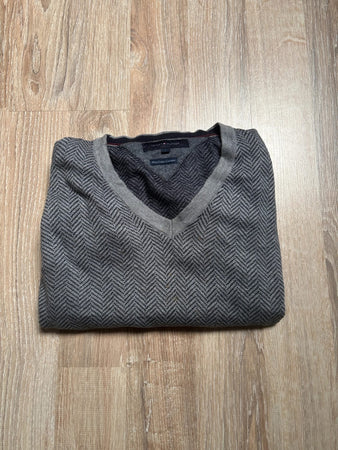 🛒Pull Tommy Hilfiger L Gris chiné col V🛒
