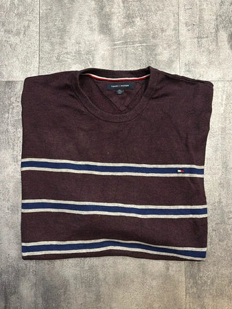 🛒Pull Tommy Hilfiger XXL rayures marrons et bleues🛒