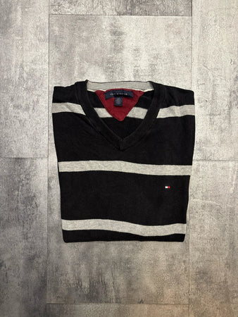 🛒Pull Tommy Hilfiger Rayé Noir et Gris Taille L🛒