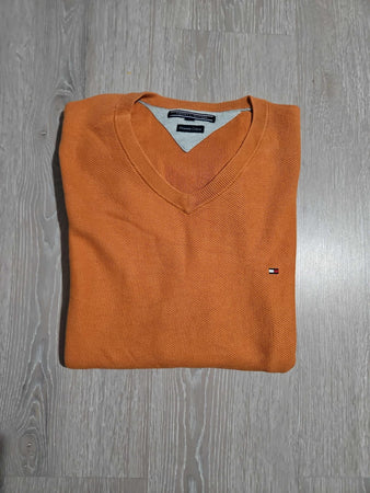 🛒Pull col V Tommy Hilfiger Taille M Orange 🛒