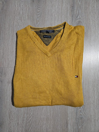 🛒Pull Tommy Hilfiger col V moutarde taille L🛒
