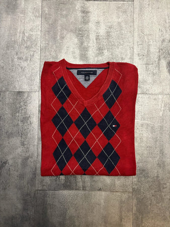 🛒Pull Tommy Hilfiger Rouge et Bleu Marine - Taille L🛒